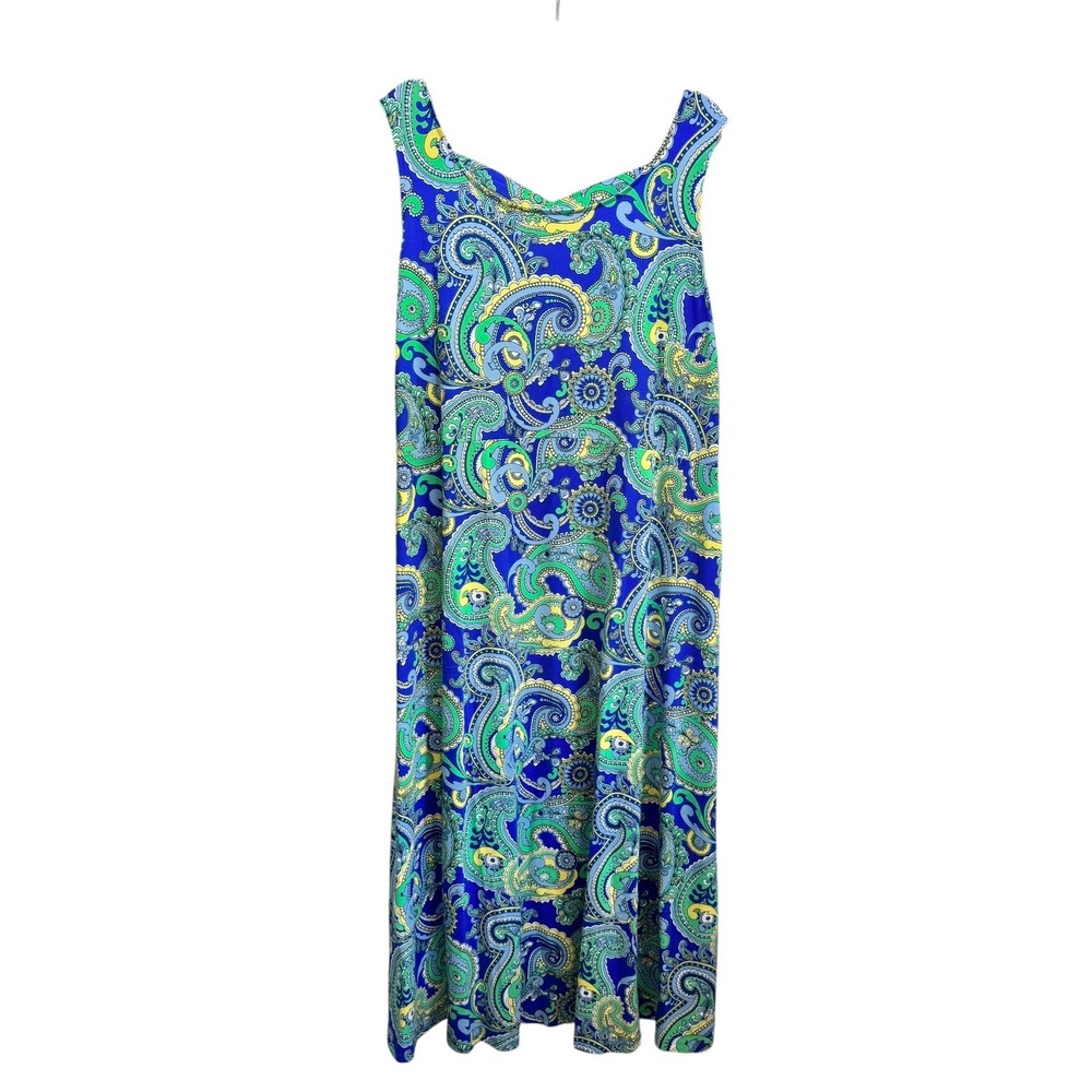 Talbots Cottagecore Paisley Stretchy Beach Resort Maxi Modal Plus 2X Sleeveless